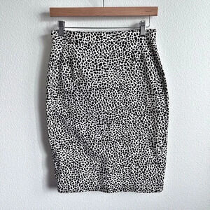 MIRA K | Italy Vintage Off White Black Dot Dalmatian Print Pencil Skirt | Medium